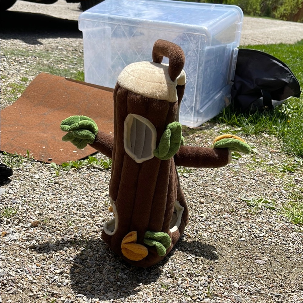 Plush Tree Stump Toy with Leaves